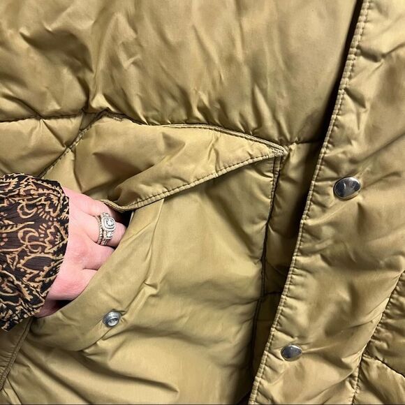 Vtg Tan Sears Winter Ski Puffer Coat Large Tall - Picture 4 of 8